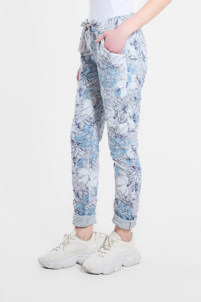 Collins Sketch Floral Stretch Tie Waist Pant (PL160K)