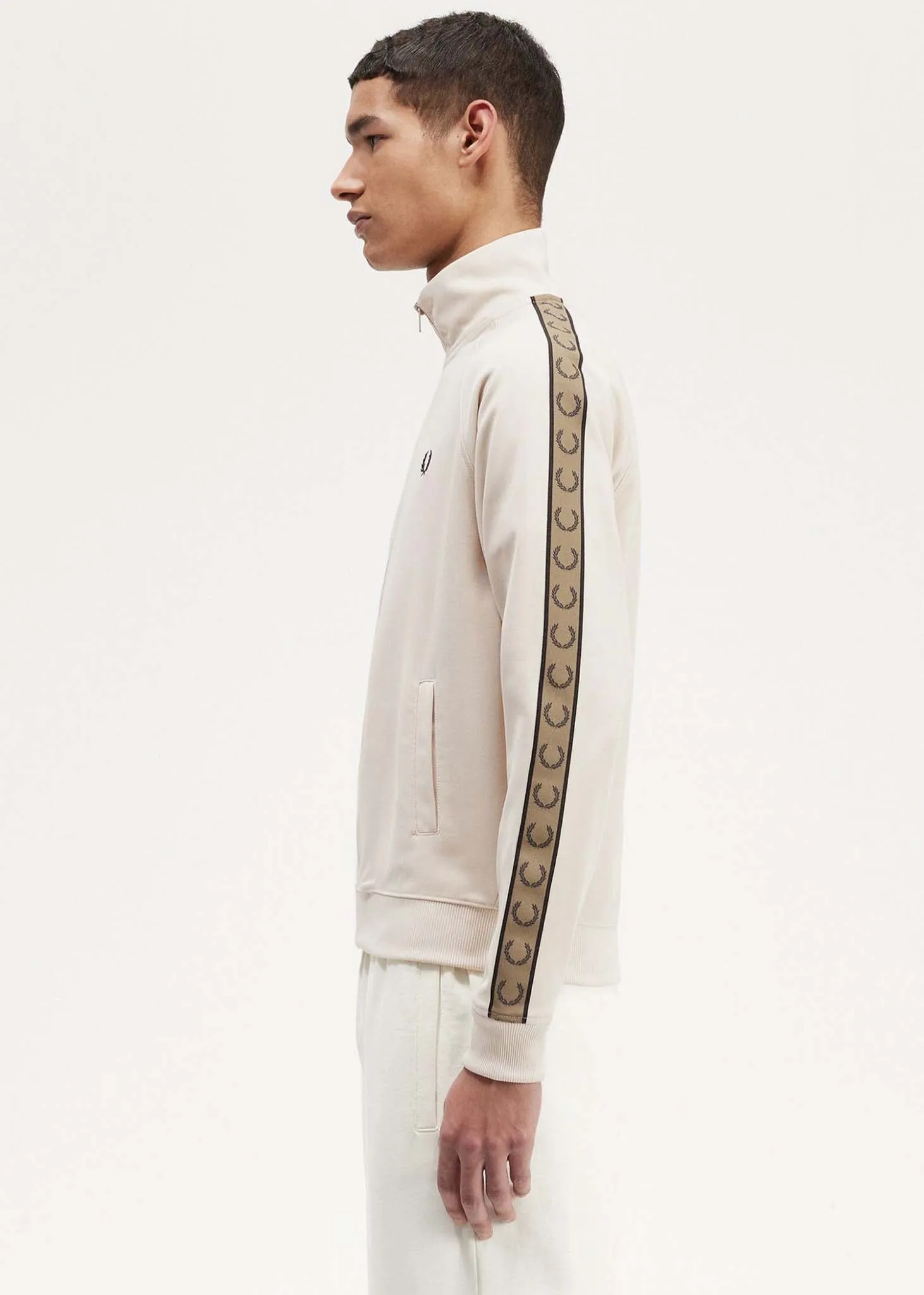 Contrast tape track jacket - oatmeal shaded stone