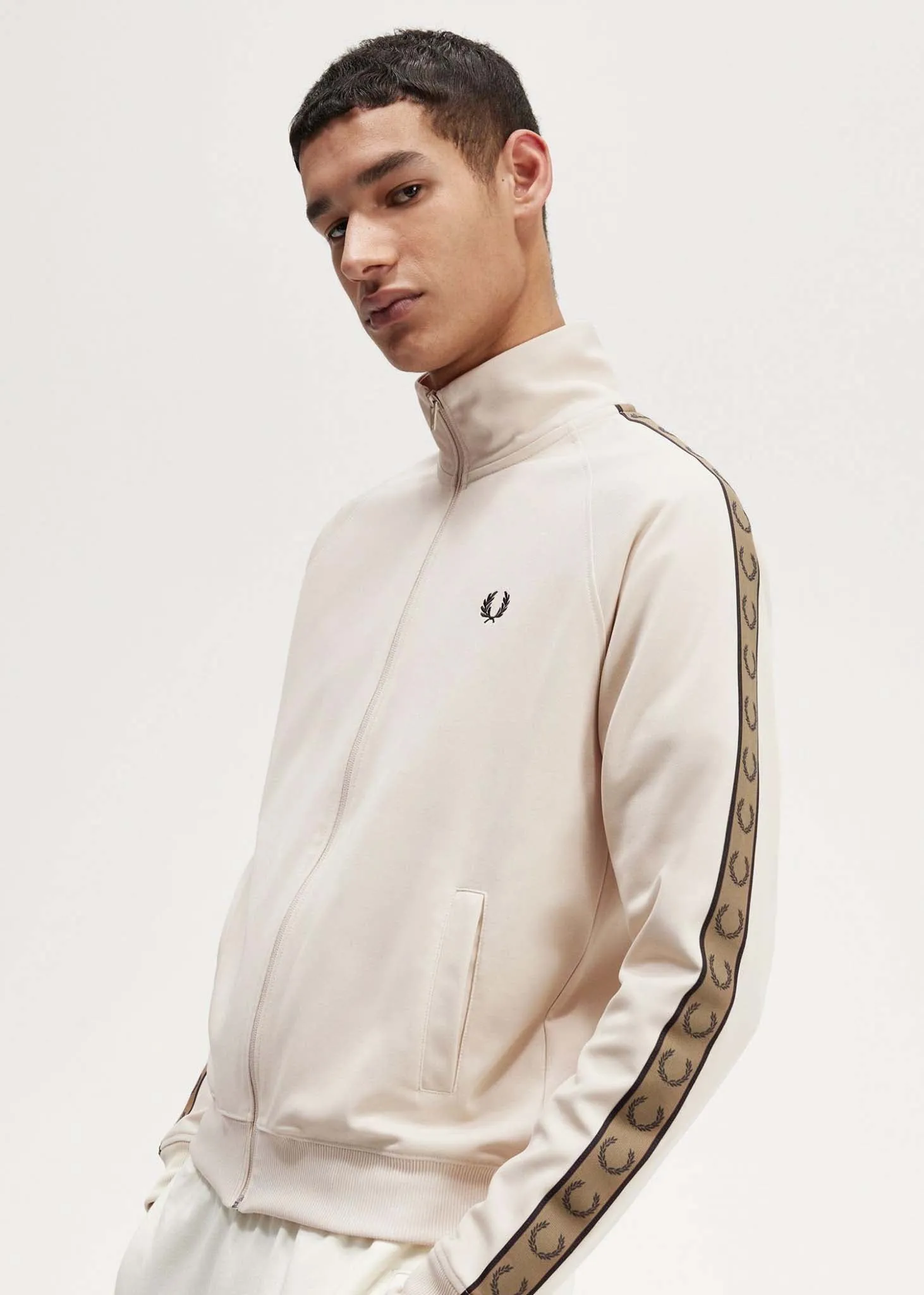 Contrast tape track jacket - oatmeal shaded stone