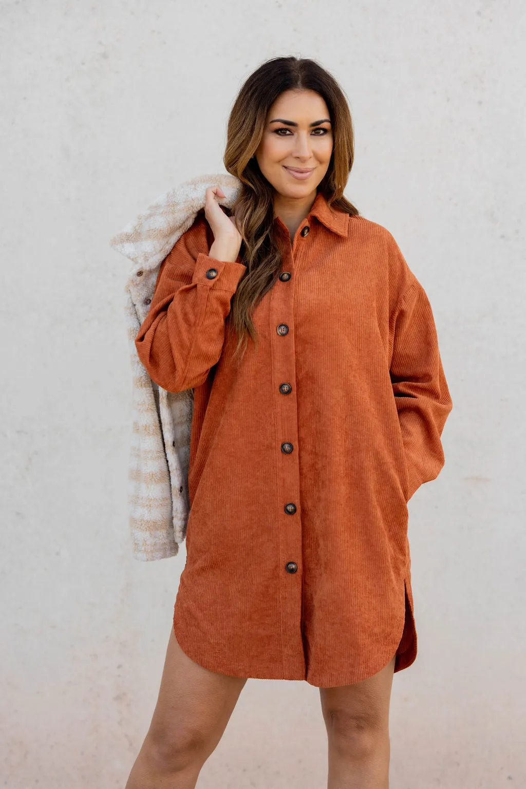 Corded Side Slit Tunic Shacket