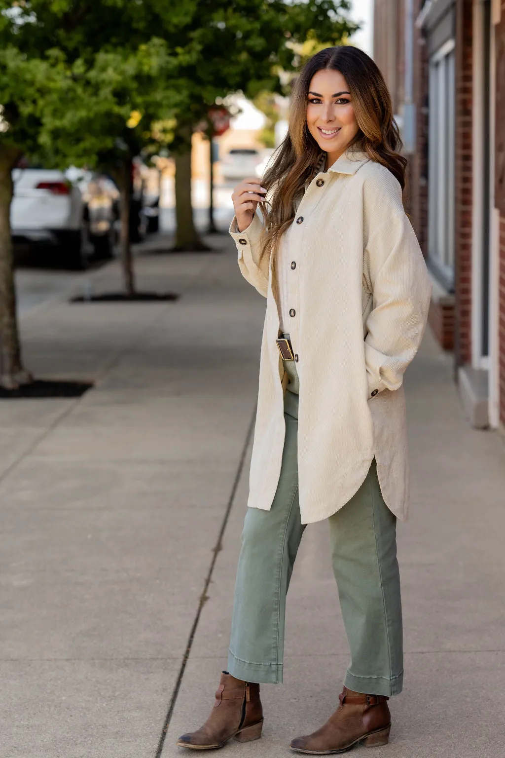 Corded Side Slit Tunic Shacket