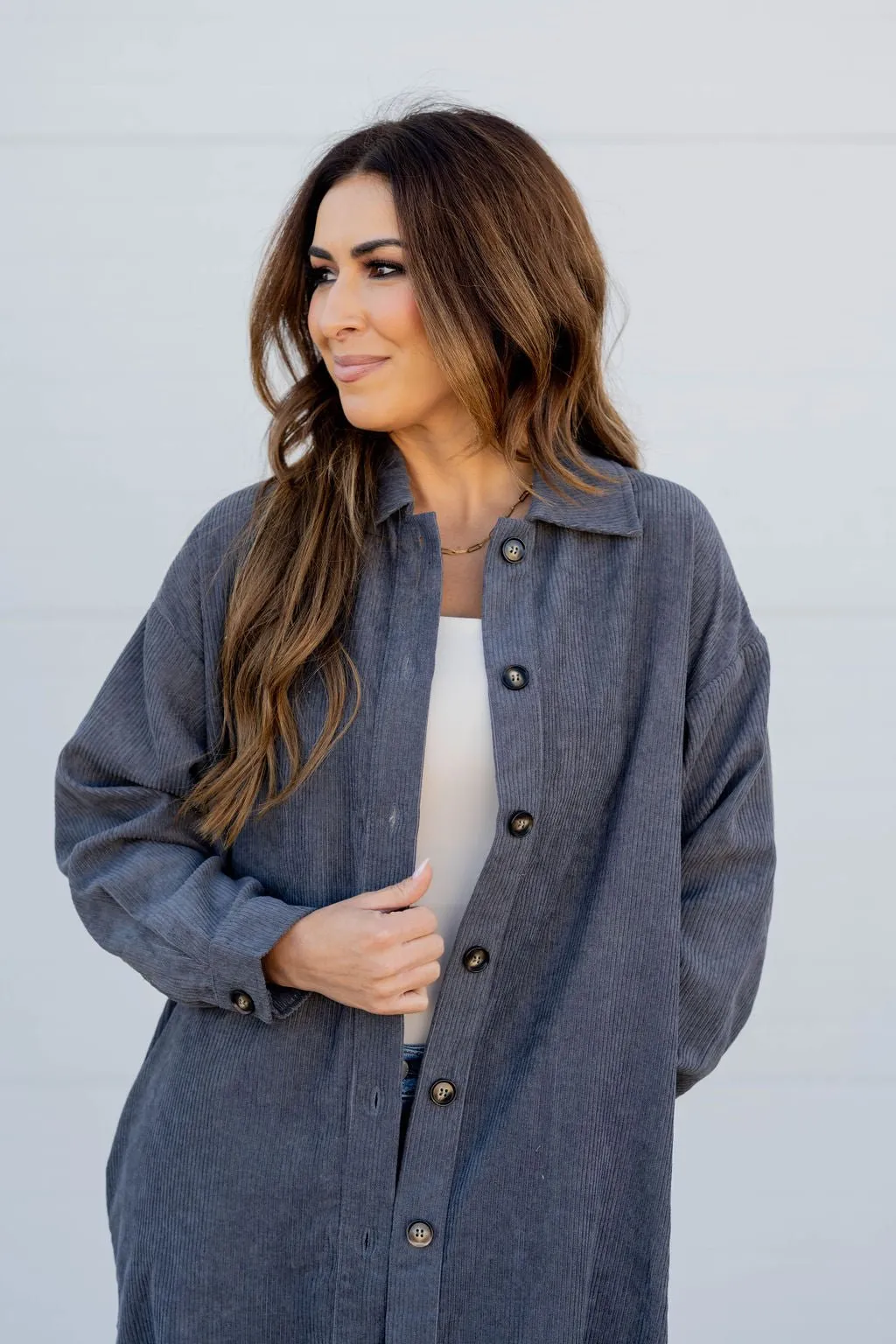 Corded Side Slit Tunic Shacket