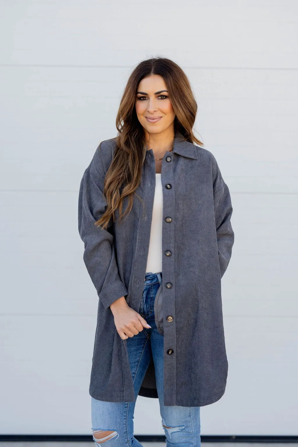 Corded Side Slit Tunic Shacket