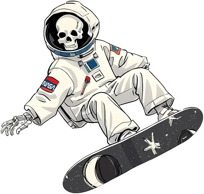 CORIRESHA Unisex Halloween Skull Astronaut Hoodie Casual Long Sleeve Drawstring Skateboarding Sweatshirt