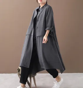 Cotton Loose Casual Coat A line Parka Plus Size Coat Jacket