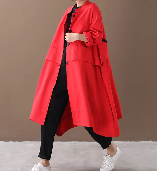 Cotton Loose Casual Coat A line Parka Plus Size Coat Jacket