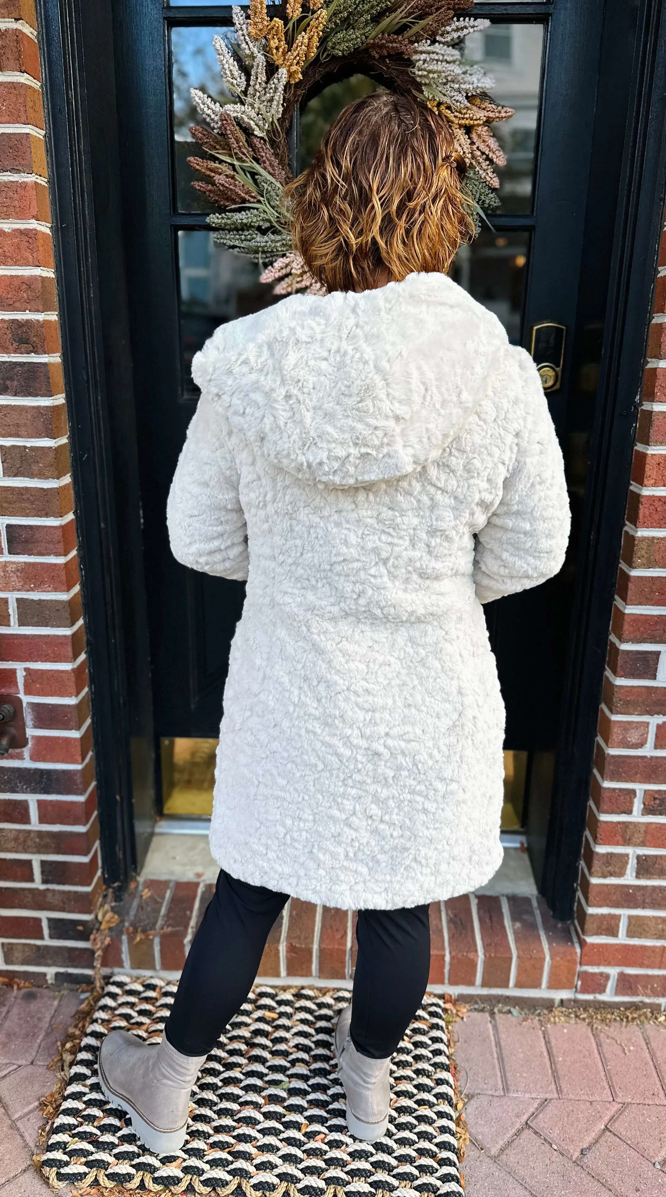 Cream Boucle Long Coat