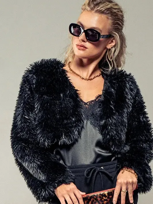 Cropped Faux Fur Coat