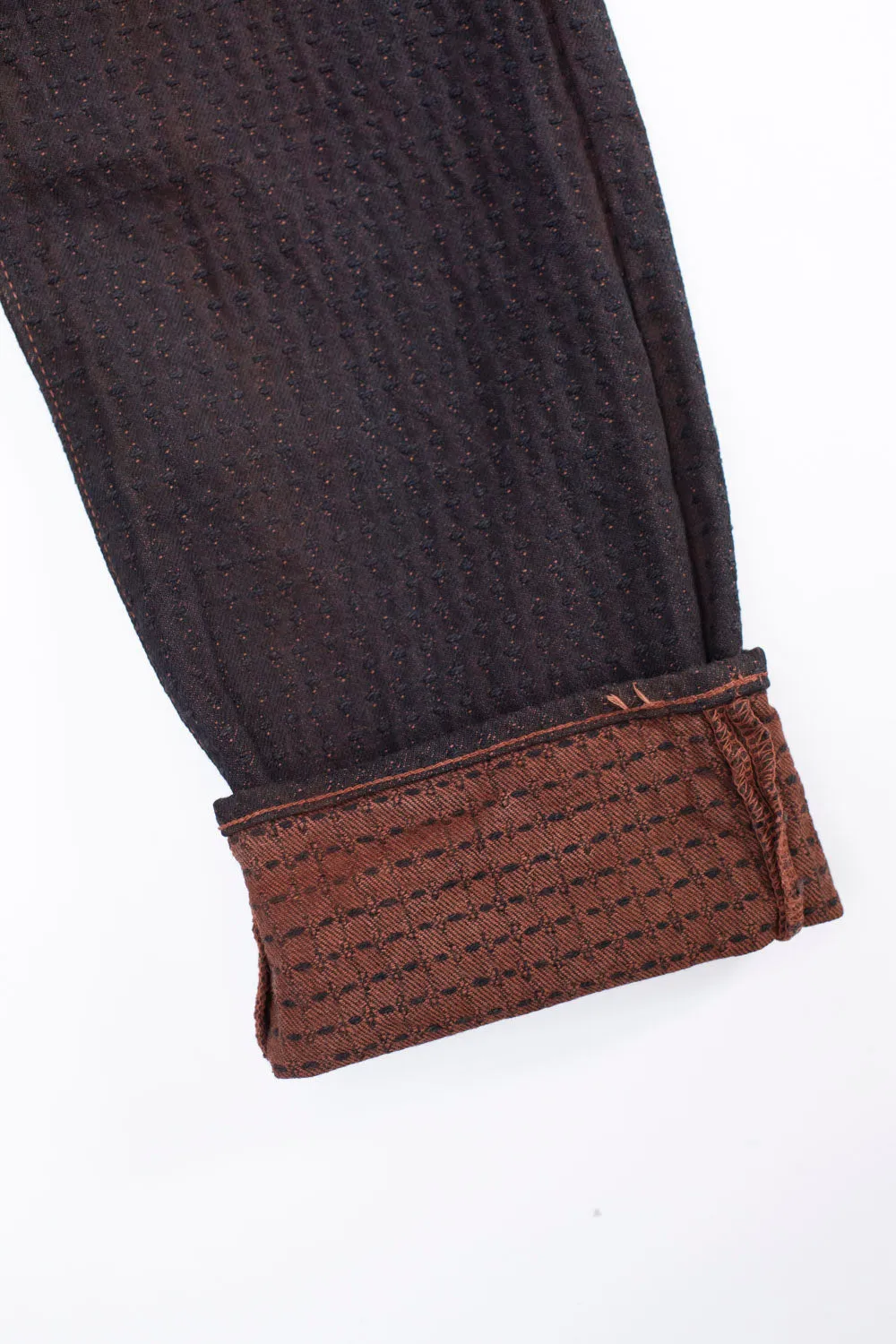 D1867S - 15.5oz "Amami Dorozome" Sashiko Denim Jeans Relaxed Taper - Brown