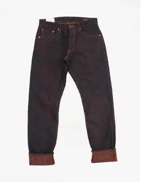 D1867S - 15.5oz "Amami Dorozome" Sashiko Denim Jeans Relaxed Taper - Brown