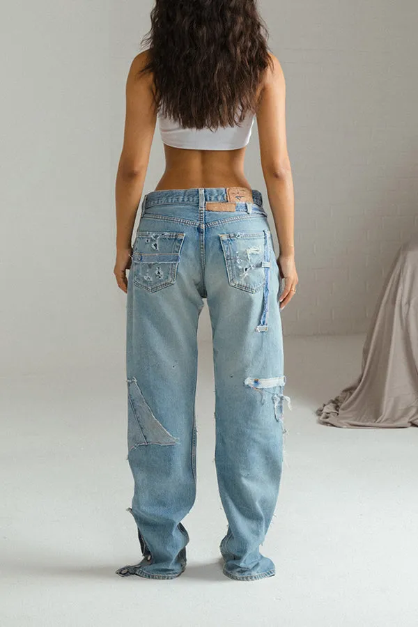 Designer Distressed Straight Leg Jeans