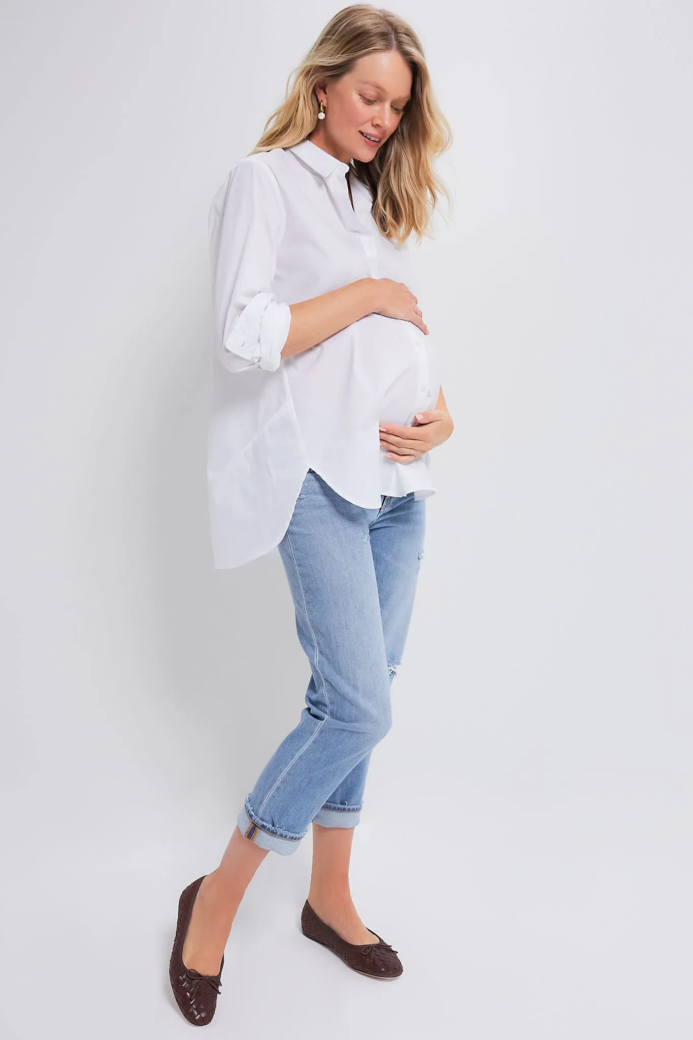 Destroyed Light Wash The Boyfriend Maternity Jean