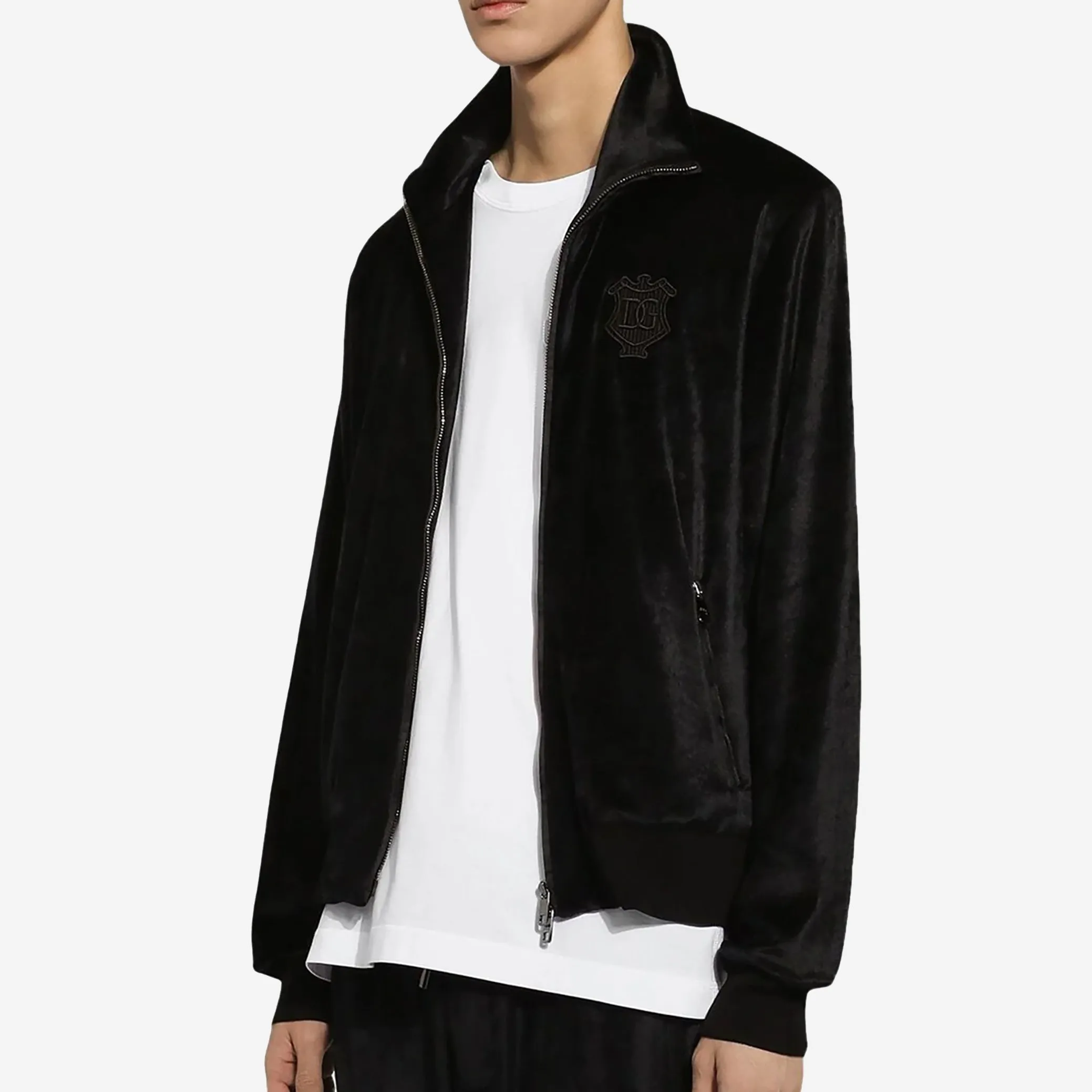 Dolce & Gabbana Viscose Embroidered Logo Track Jacket