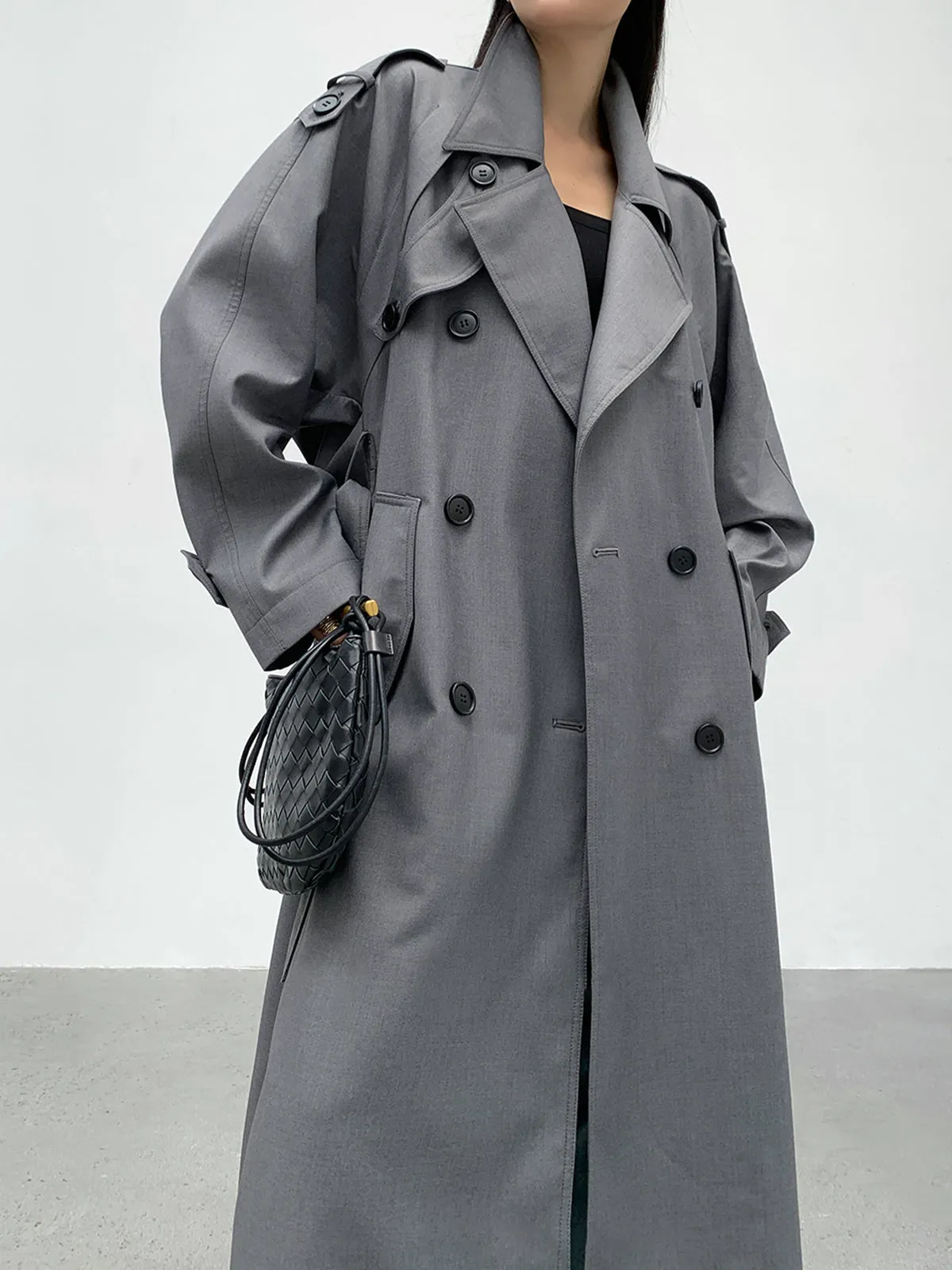 Double Pockets Graceful Longline Trench Coat