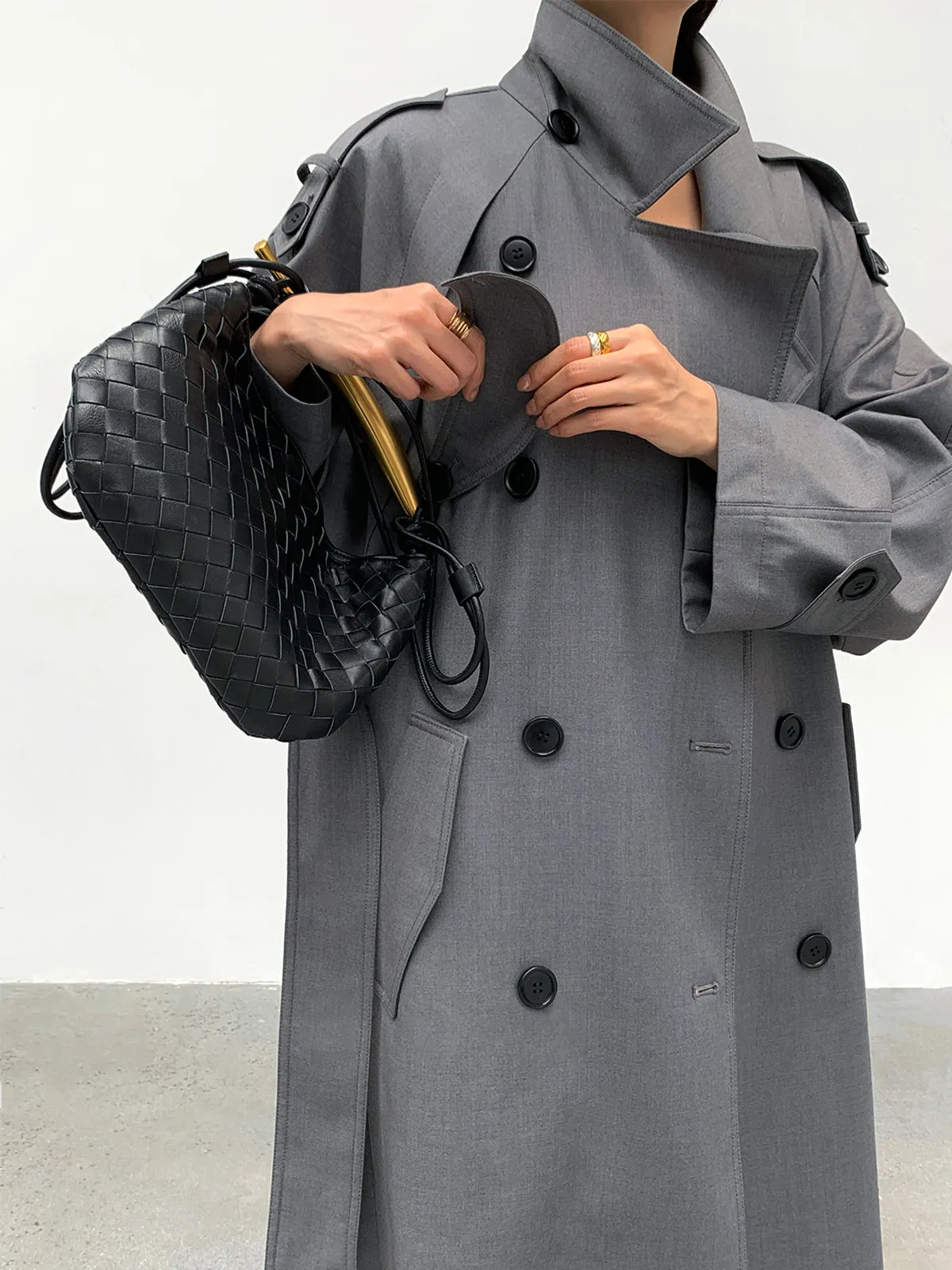 Double Pockets Graceful Longline Trench Coat