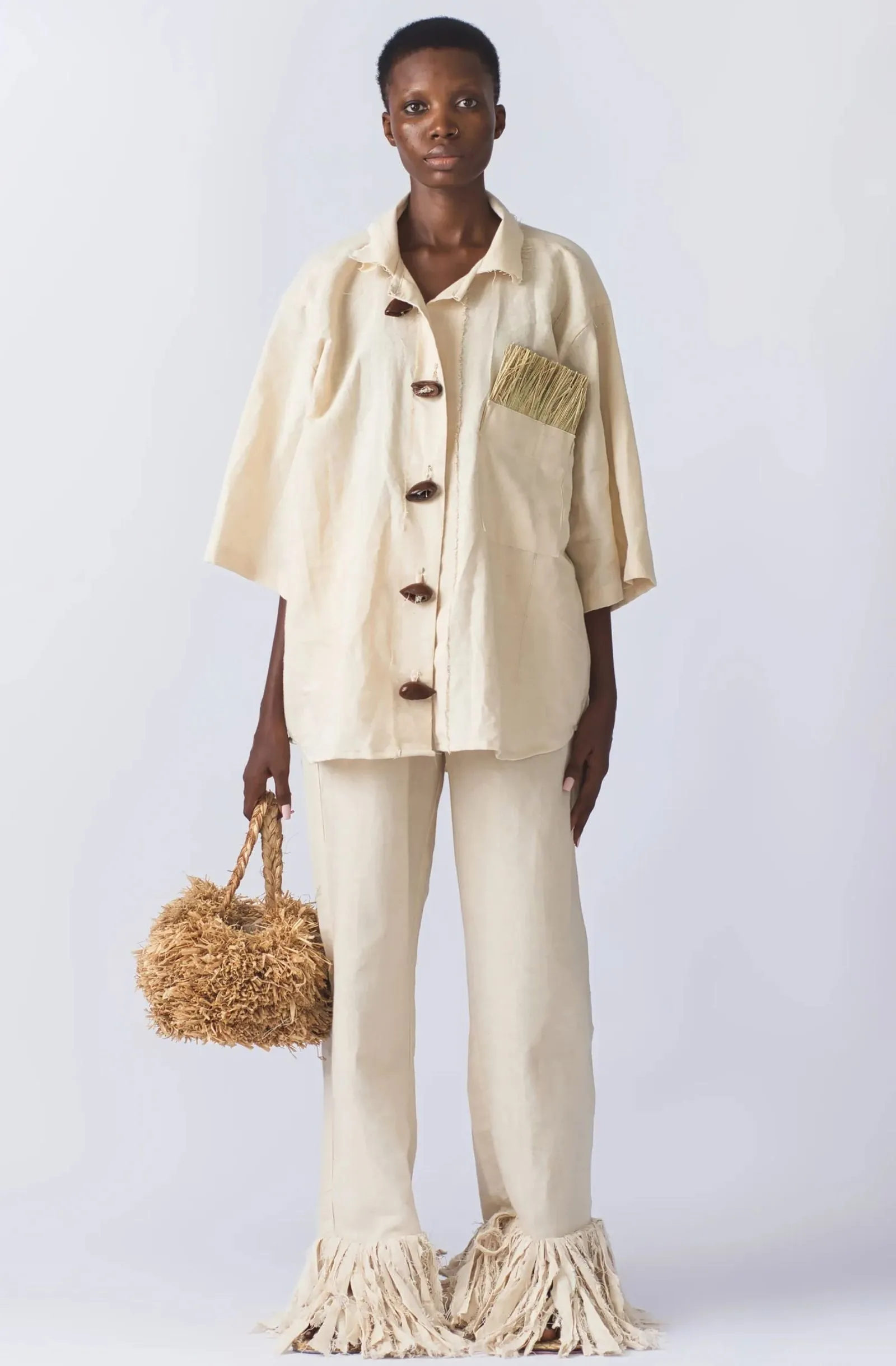 Eki Kere Earthy Raffia Shirt