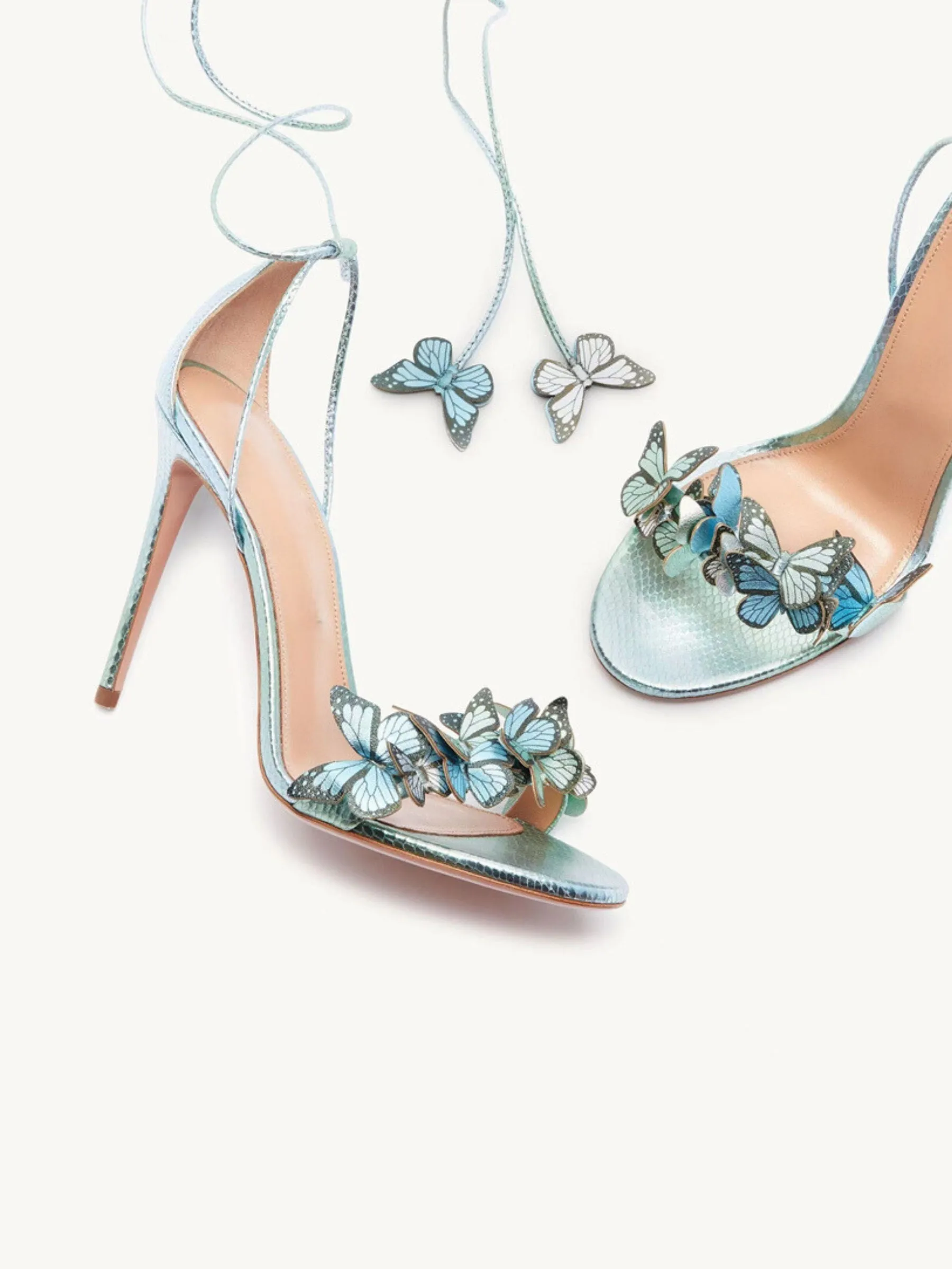 Eleina Butterfly Lace-Up Heels in Blue