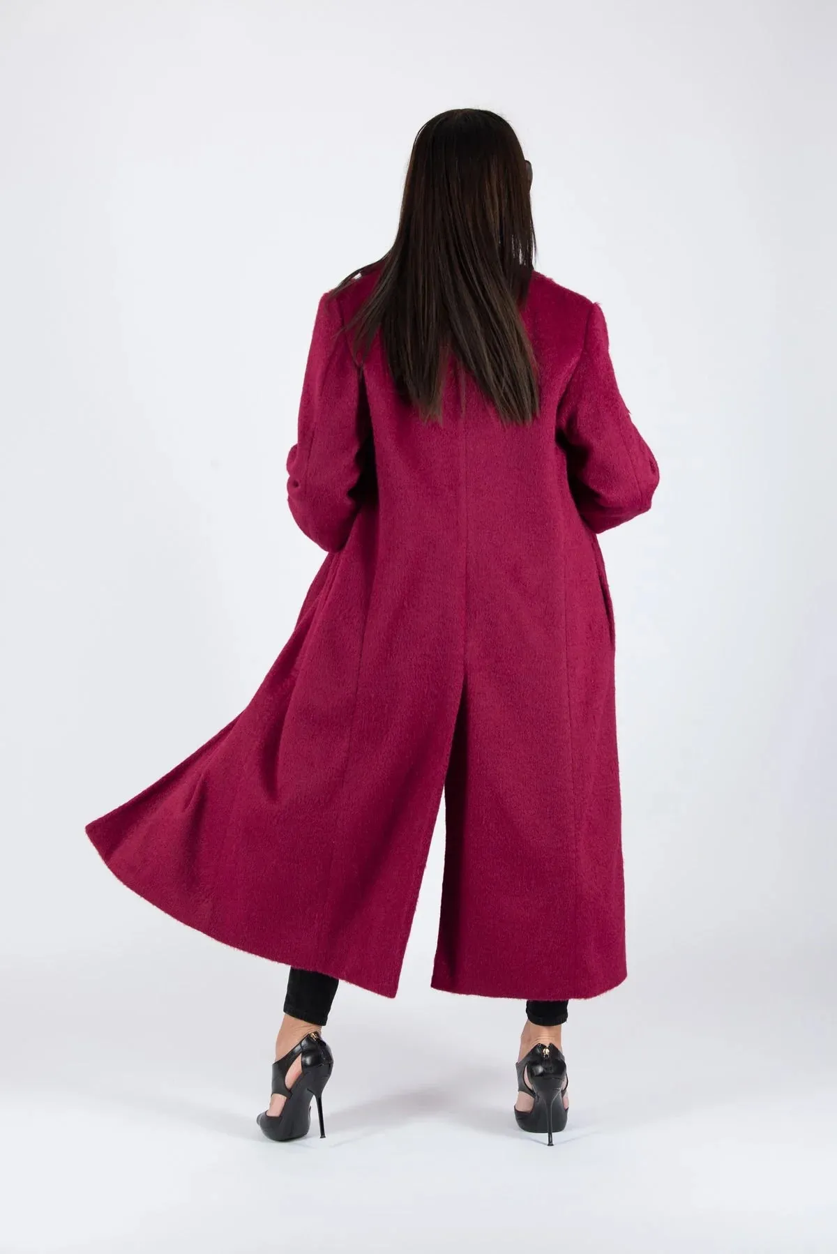 ERIN Burgundy Winter Fur Coat ON SALE