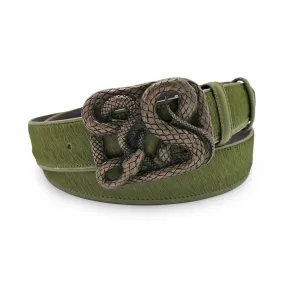 Garland Olive Pony Hair Swirling Snake Belt