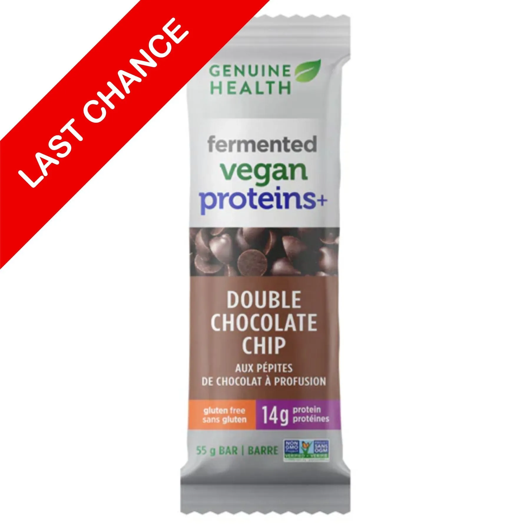 Genuine Health Fermented Vegan Proteins  Bar - Double Chocolate Chip 55g