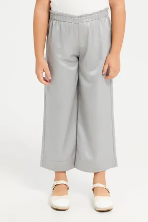 Girls Silver Metallic Pants