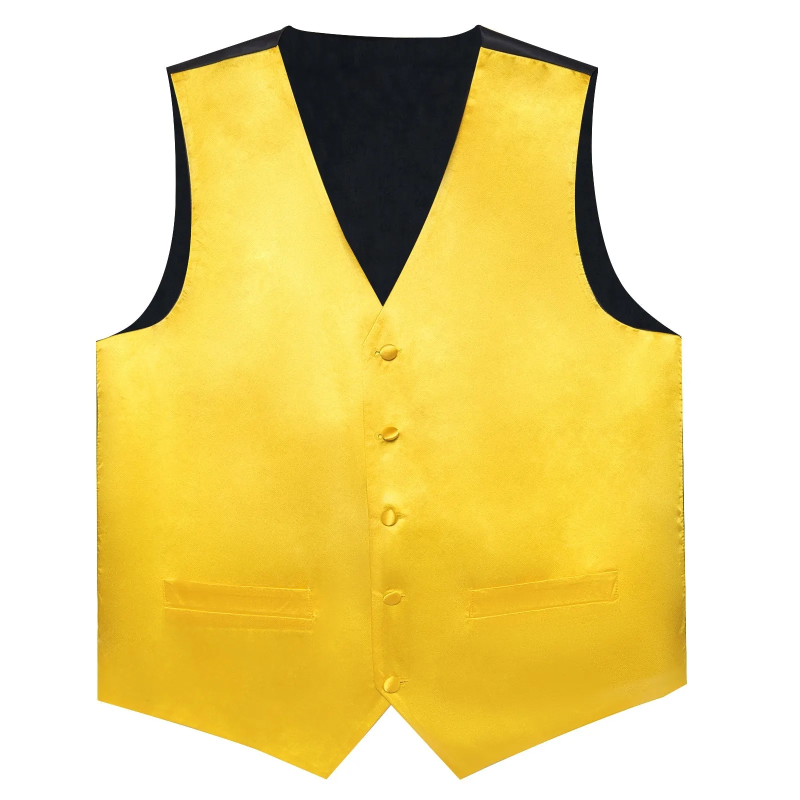 Gloss Butter Yellow Solid Vest for Men Men's Vest Tie Set