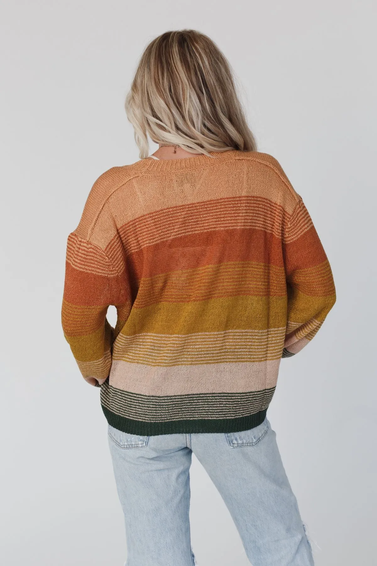 Going Places Gradient Stripe Sweater - Mustard