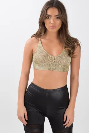 Gold Sheer Metallic Knit Bralet - Sadie