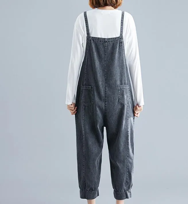 Gray Denim Spring Overall Women Casual Jumpsuits PZ97251