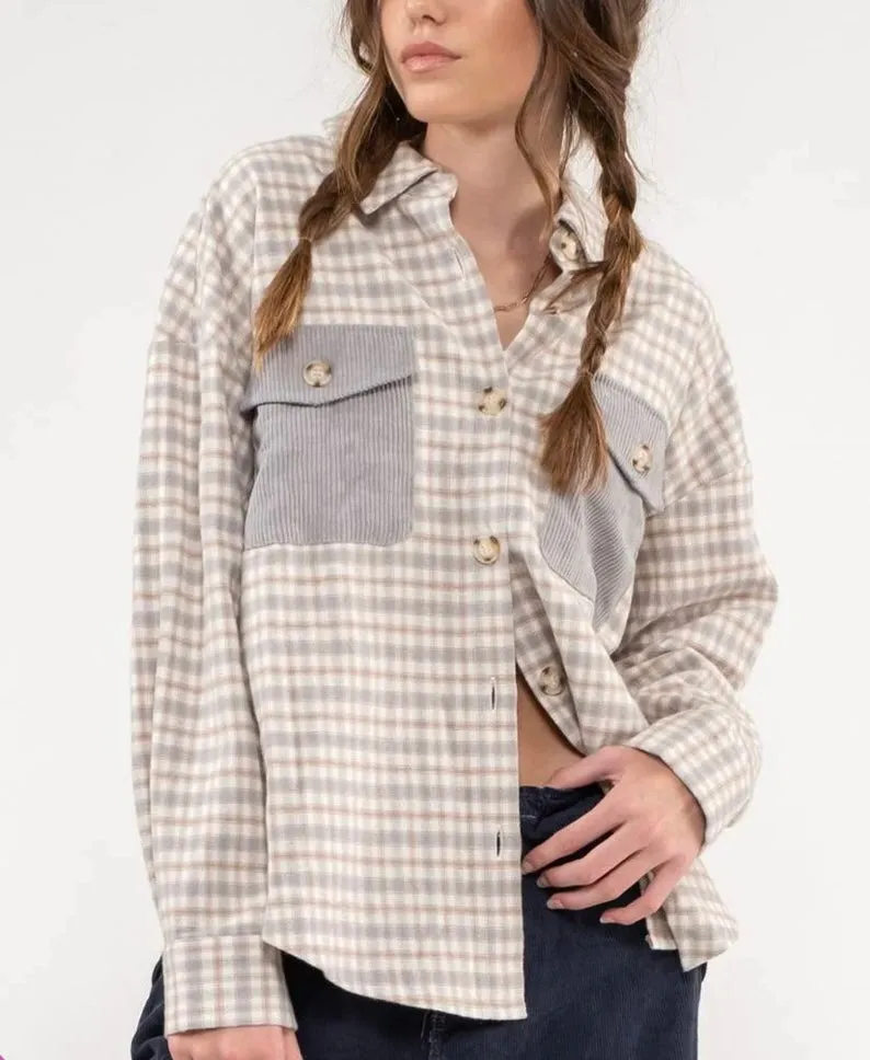 Gray plaid shacket