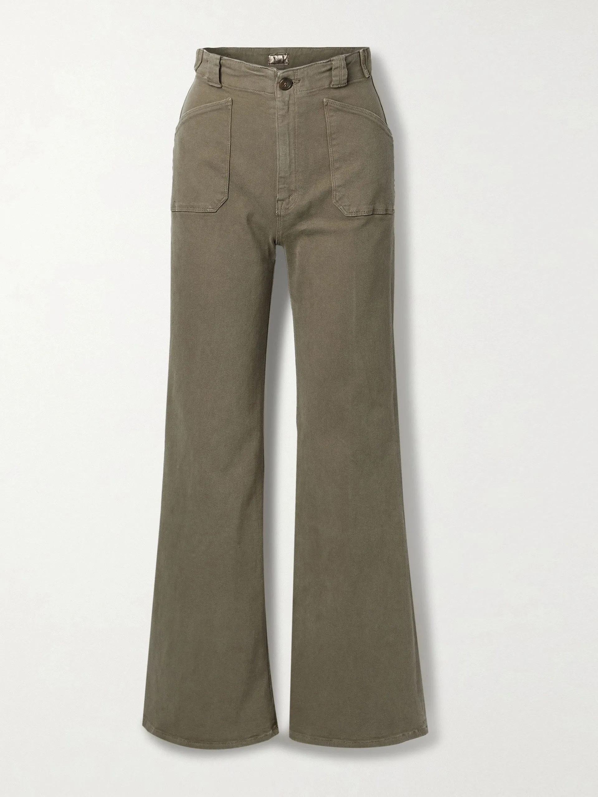 Green high-rise wide-leg jeans