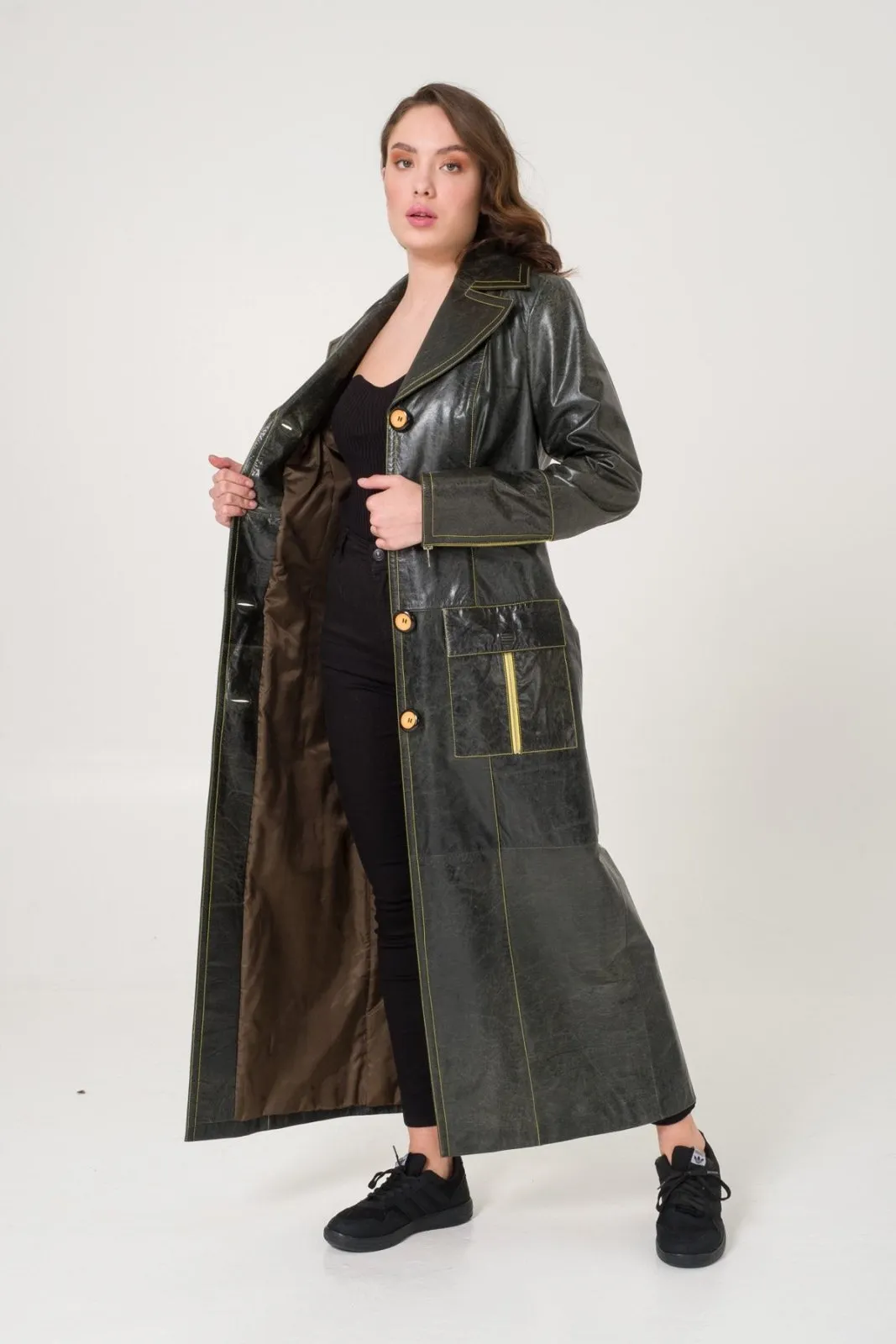 Green Leather Coat