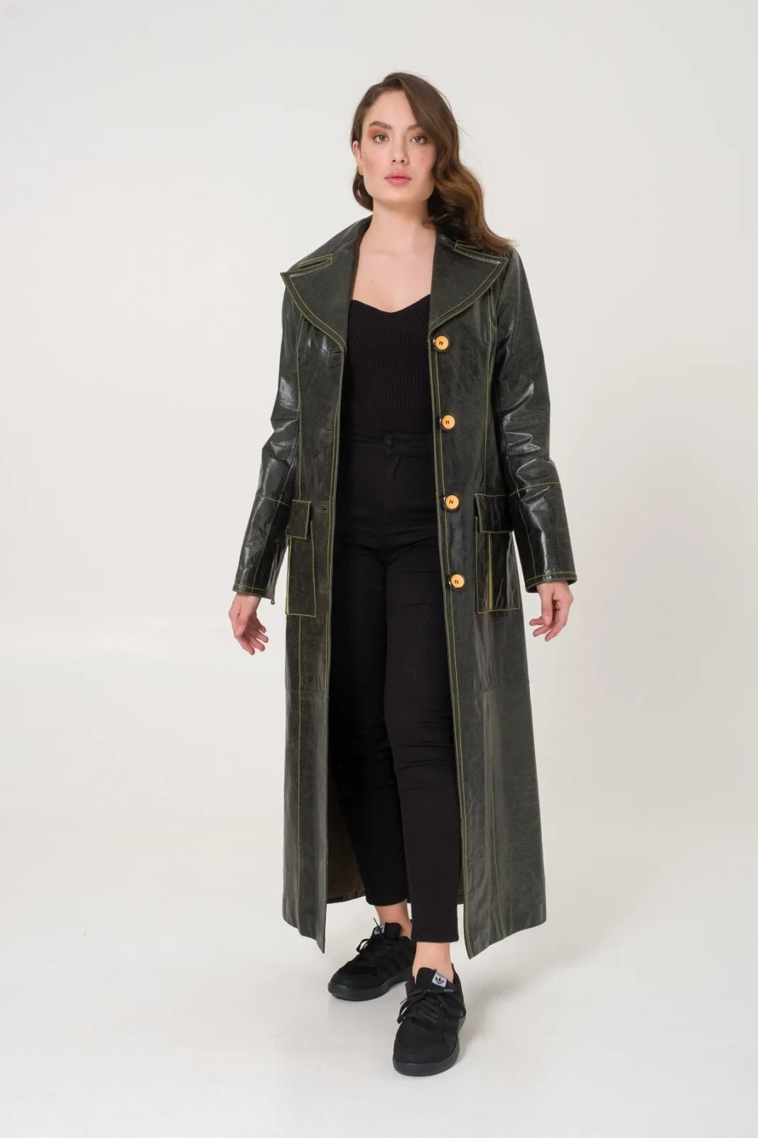 Green Leather Coat