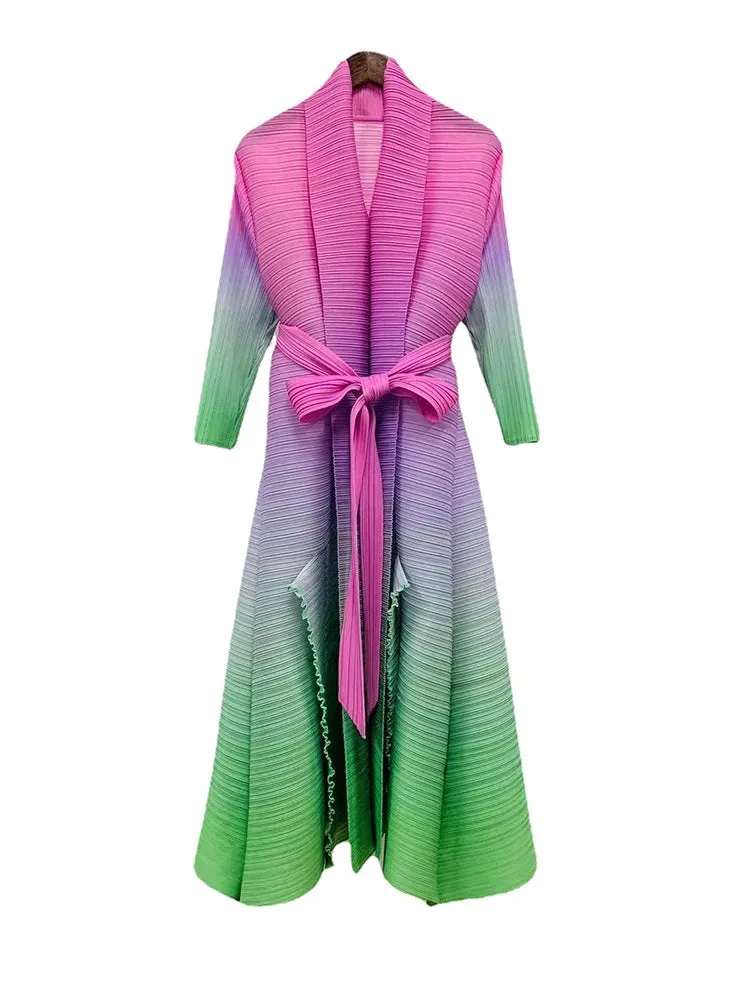 HEYFANCYSTYLE Gradient Bliss Pleated Cardigan