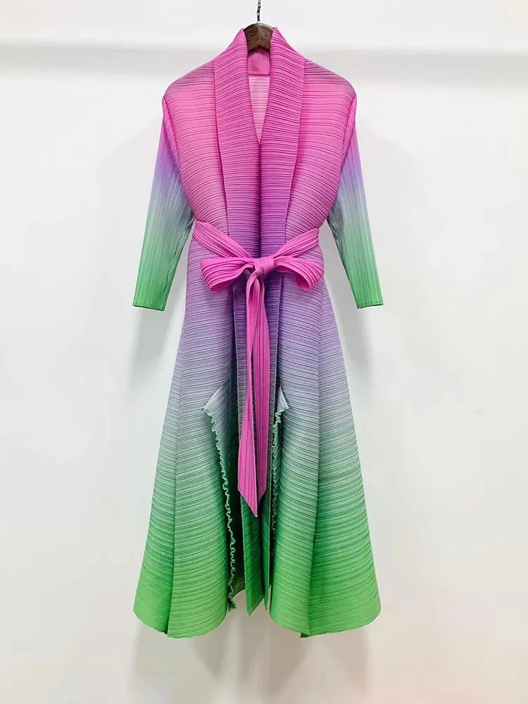 HEYFANCYSTYLE Gradient Bliss Pleated Cardigan