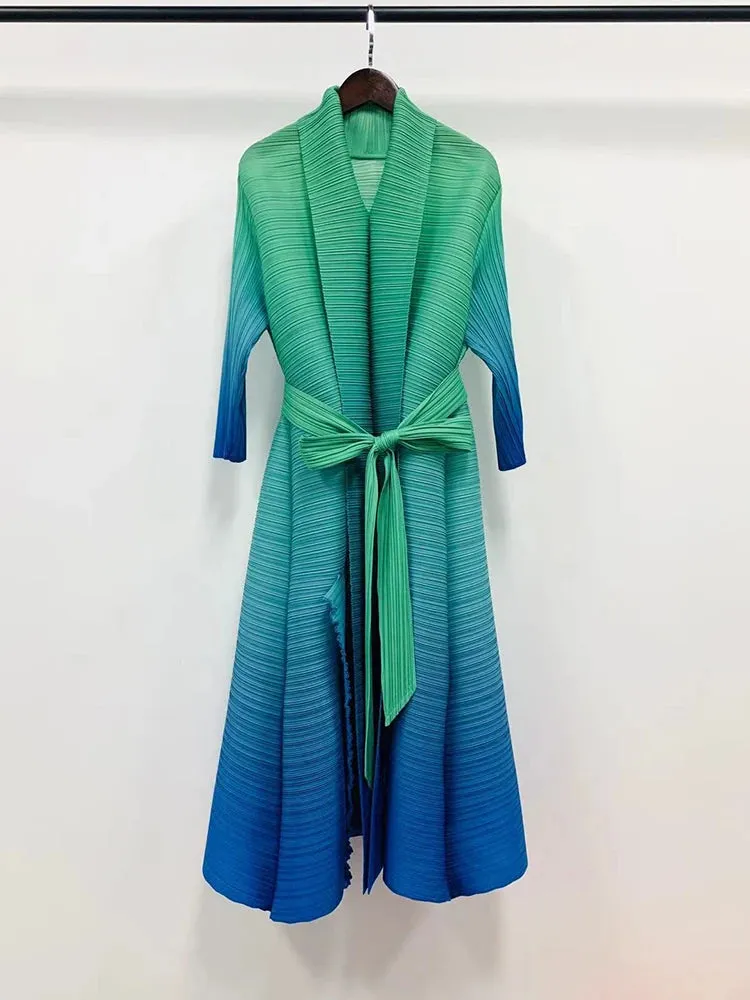 HEYFANCYSTYLE Gradient Bliss Pleated Cardigan