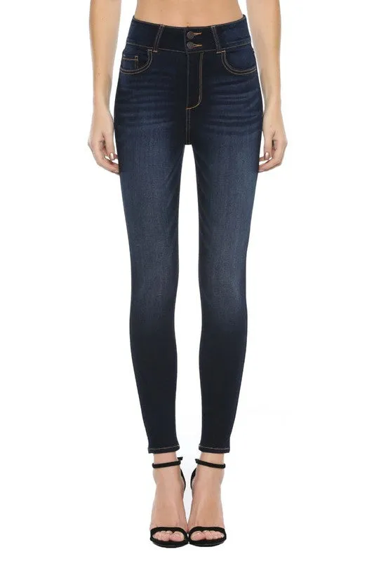 High Rise 2 Button Denim Skinnies -CELLO / SALE