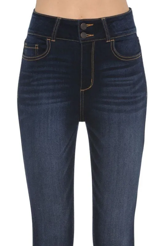 High Rise 2 Button Denim Skinnies -CELLO / SALE