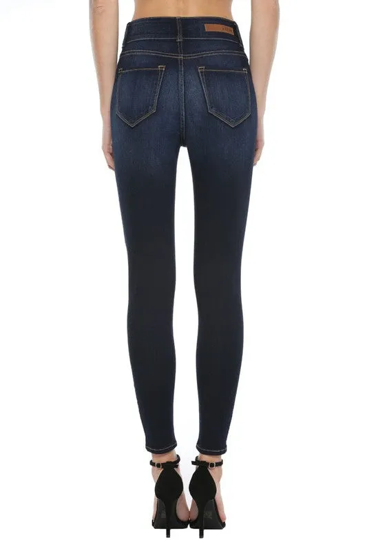 High Rise 2 Button Denim Skinnies -CELLO / SALE