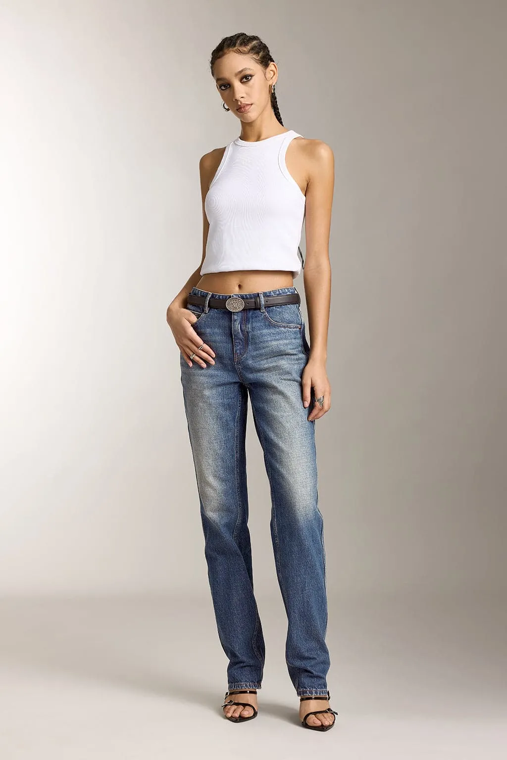 High Rise Straight Fit Jeans