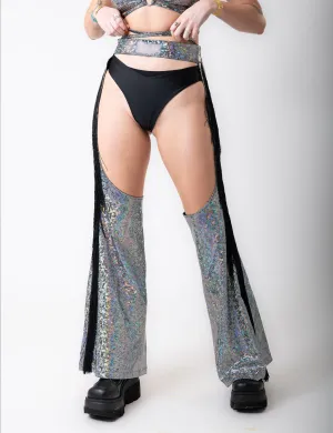 HOLOGRAPHIC CHAPS - SILVER/BLACK