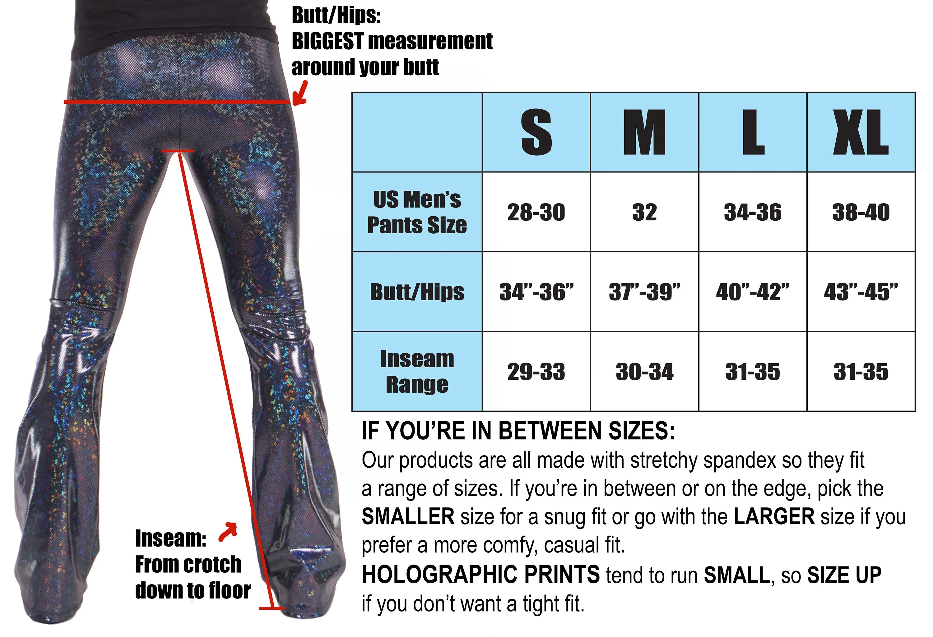 Holographic Snake Gold: Mens Flare Pants - Snake Skin Print Bell Bottoms