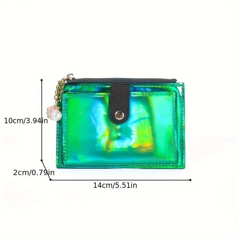 Holographic Wallet For Women, Ultra-Thin Multi-Function Card Holder, Patent Leather PU Coin Purse, Multiple Card Slots