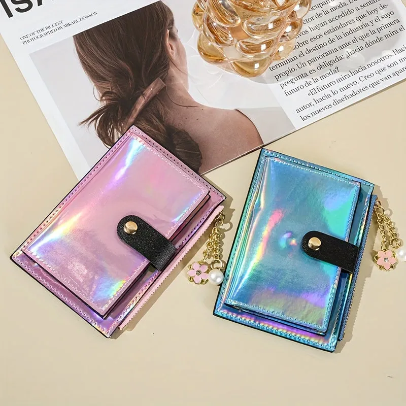 Holographic Wallet For Women, Ultra-Thin Multi-Function Card Holder, Patent Leather PU Coin Purse, Multiple Card Slots