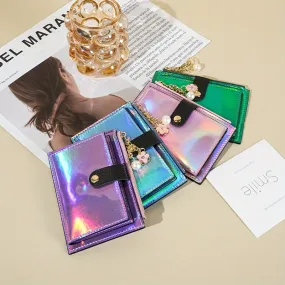 Holographic Wallet For Women, Ultra-Thin Multi-Function Card Holder, Patent Leather PU Coin Purse, Multiple Card Slots