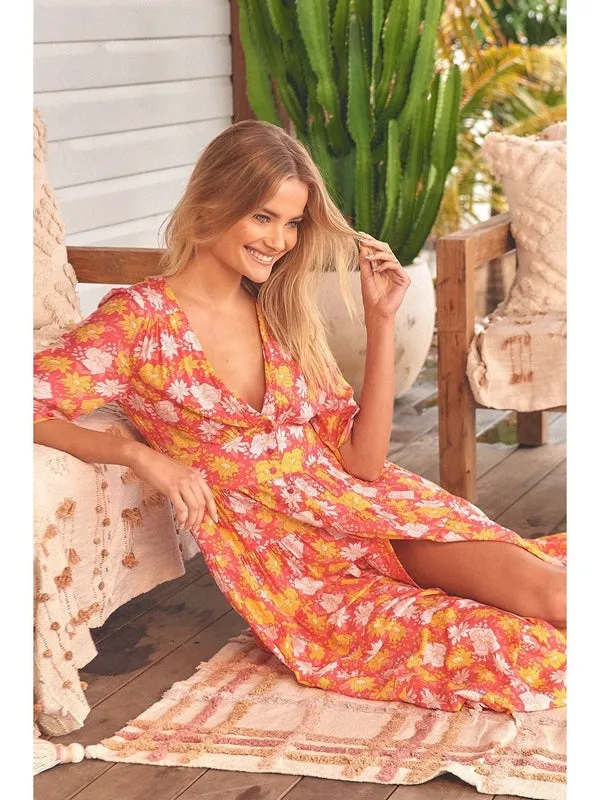 JAASE Follow the Sun Print Berry Maxi Dress