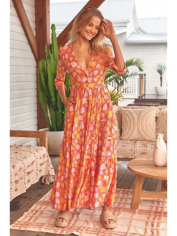 JAASE Follow the Sun Print Berry Maxi Dress