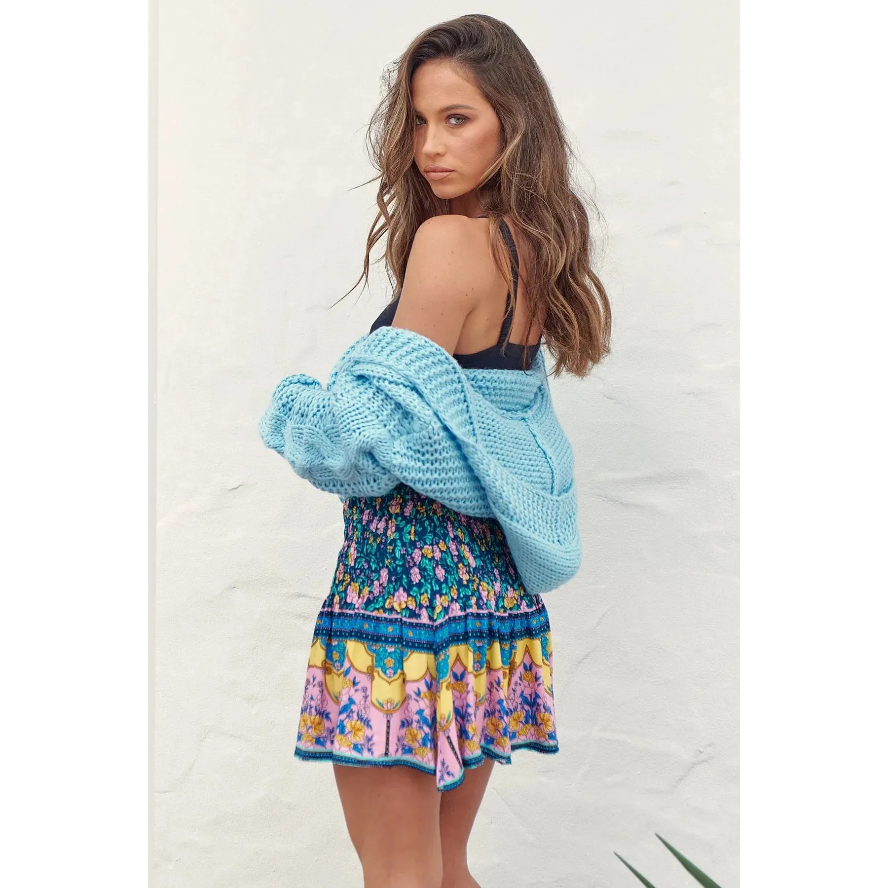 JAASE Posy Print Becca Mini Skirt - Blue