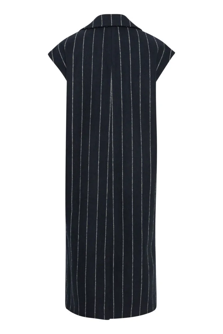 Jannet Pinstripe Long Waistcoat (Total Eclipse)