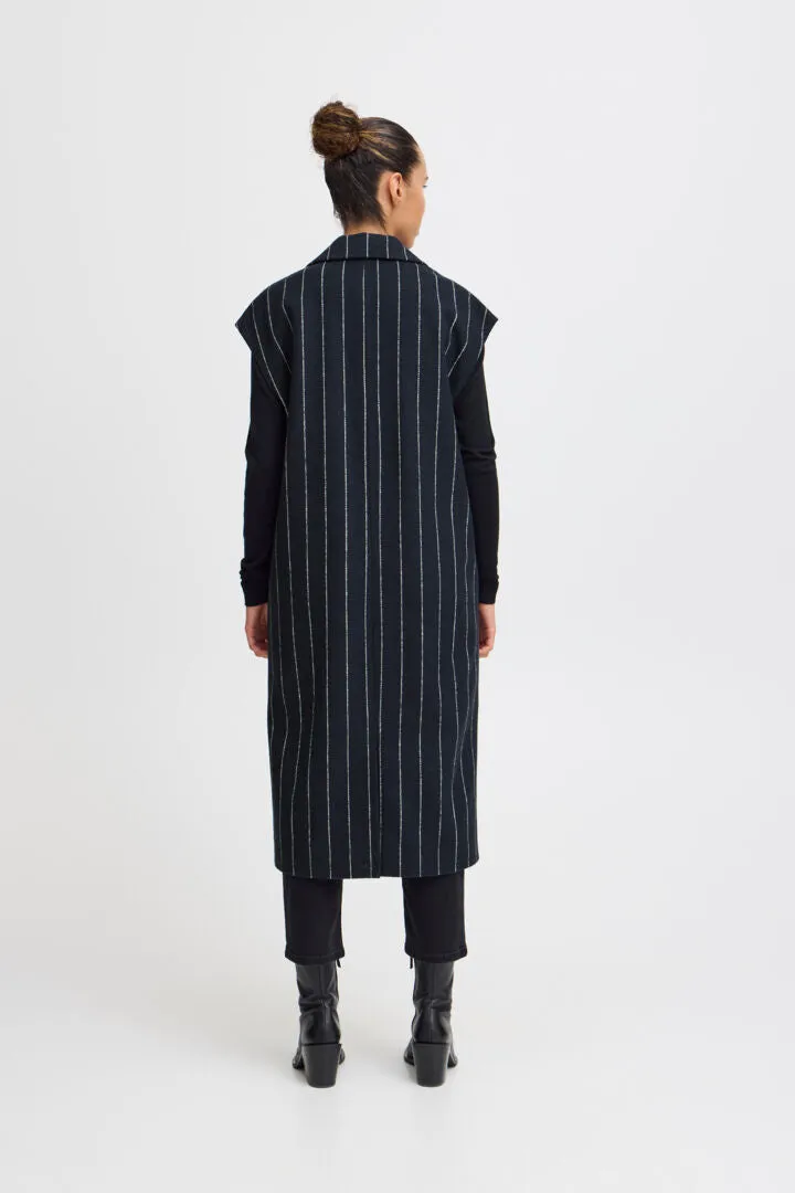 Jannet Pinstripe Long Waistcoat (Total Eclipse)